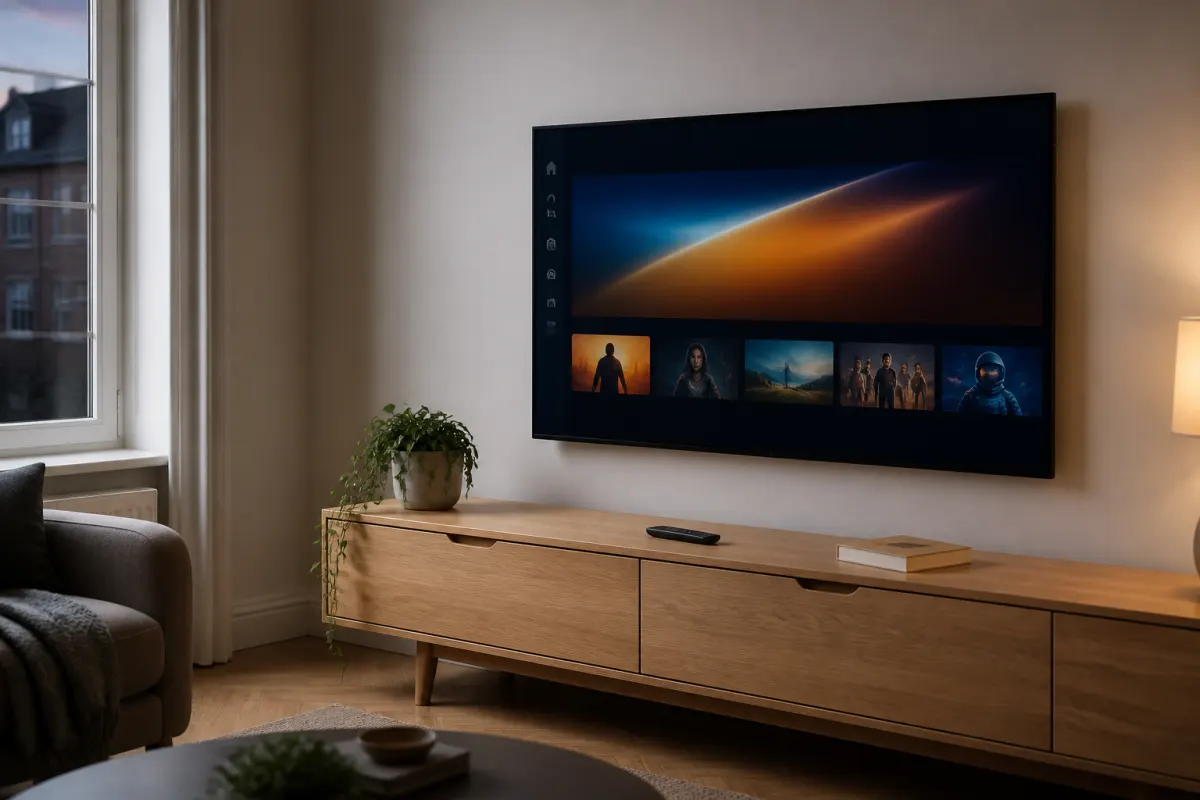 Living room TV ready for Kemo IPTV setup